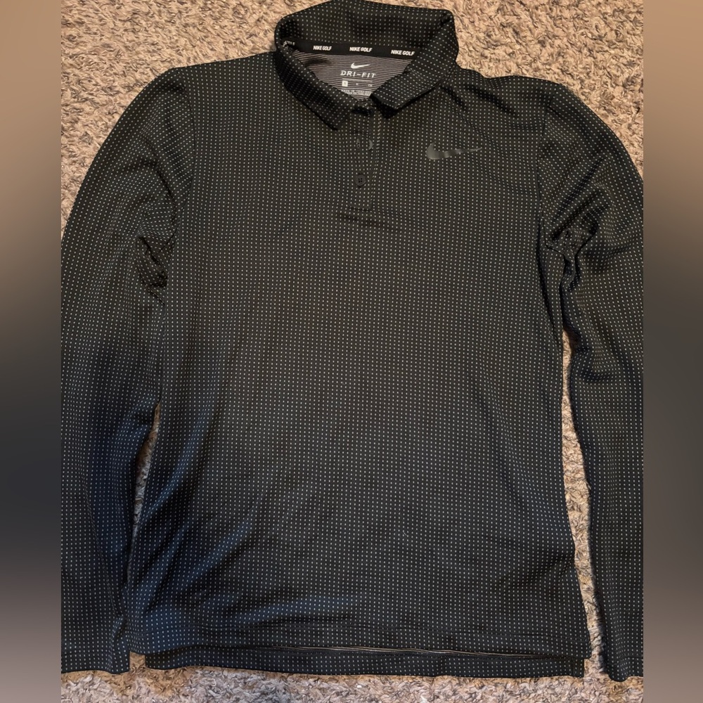 Nike Women's Black Long Sleeve Polo Golf Tee